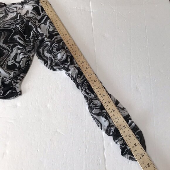 Y2K Almost Famous Top Women Large Mesh Psychedelic Fairy Grunge Ruched Rave Club - Picture 9 of 10